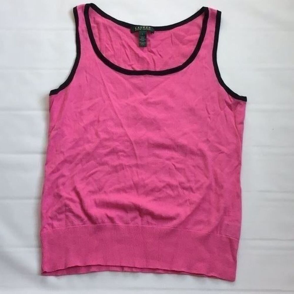 Ralph Lauren Pink Black Tank Top Large